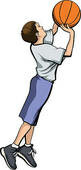 Animated graphic of a boy shooting a baskteball